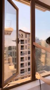 Adjustable Magnetic Window Screen DIY Self-Adhesive Window Screen Net Fits Any Size with Frame Gray Fiberglass Mesh