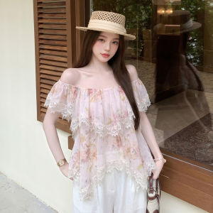 GUZILIAN | Áo Sơ Mi Cổ Đẹp Phối Ren Dáng Ngắn