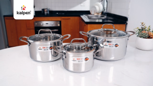 Bộ 3 nồi Inox 304 liền khối Kalpen Kazler KZ1 16-20-24cm hàng chính hãng