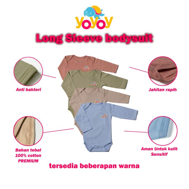 Baju Bayi Baru Lahir Lengan Panjang Long Sleeve Bodysuit Newborn