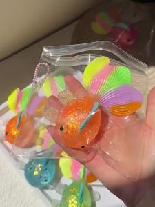 Colorful TPR Goldfish Stress Ball Glitter Slow Rising Fidget Toy Rainbow Tail Stress Relief Pinch Toy Gift Maltose Ball Squeeze