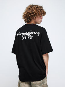 GTRG New Retro Japanese Vibe Casual Loose Short Sleeve T-Shirt Simple Daily Commuting Letter Overhead Fashionable Youthwear