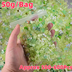 500-600Pcs 3D Mixed Green Bow/Flower Nail Charms Kawaii Resin Bowknot/Bear/Butterfly Nail Art Decorations DIY Manicure Accessory