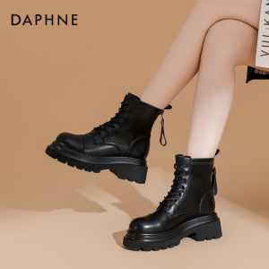 Daphne Martin Boots Womens 2024 New Autumn British Style Thick Bottom Heightening Slim Short Motorcycle Single Boots