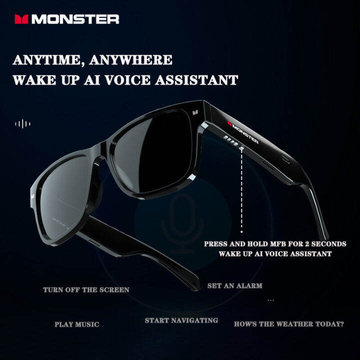 Monster S01 Smart Glasses 2023 NEW Wireless Bluetooth 5.0 Sunglasses Outdoor Smart Sport Hands-Free Calling  Music Anti-Blue Eyeglasses