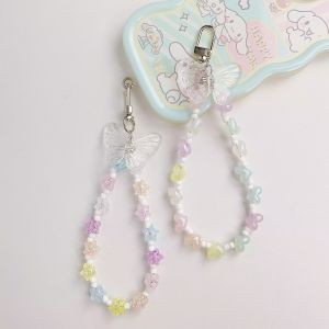 Mobile Phone Charm Love Star Beaded Mobile Phone Lanyard Short Wrist Strap Decoration Key Chain Handbag Pendant Lanyard