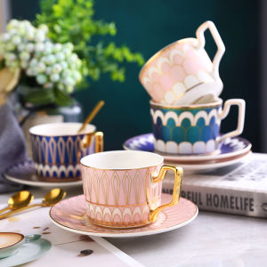 Custom Name European Luxurious Ceramic Cup and Saucer Set