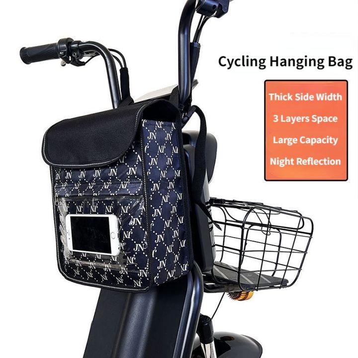 Electric Bike Hanging Bag with Phone Touch Thick Universal Waterproof Front  Storage Bag for Bicycles Handlebar Bag Rain Bag