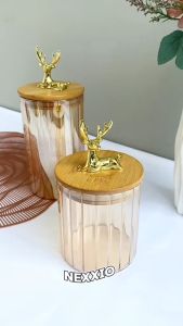 NexXIO Paket Bundling Toples Deer Penyimpanan Makanan / Hampers Toples Snack Kue + Nampan Gold