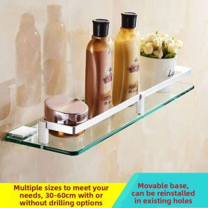 SINAIER | No-Drill Bathroom Mirror Shelf Glass Wash Basin Tray
