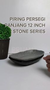 PRUMU Melamine Stone Piring Persegi Panjang 10 inch - Piring Saji - Piring Cafe - Piring Restoran - Piring Hotel - Piring Sushi - Golden Dragon P6610A