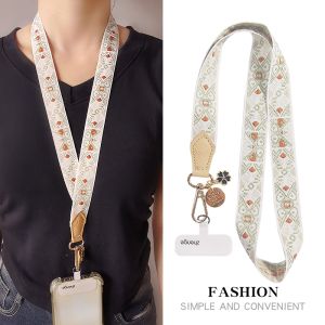 Retro Woven Long Wide Version Mobile Phone Strap Neck Chain Outdoor Camera Anti-Loss Women New Product Nylon Material