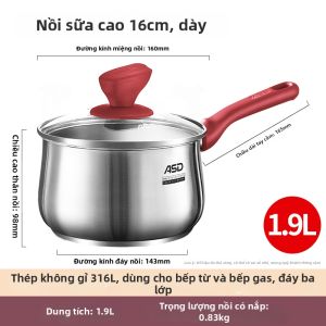 ASD | Nồi Thép Không Gỉ Nhỏ Không Phủ An Toàn Cho Bé