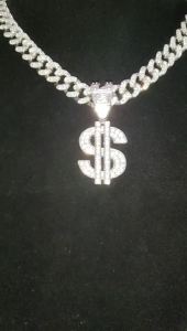 Men Women Hip Hop Dollar Pendant Necklace with 13mm Cuban Chain Hiphop Iced out pendants Necklaces Fashion Punk Jewelry Gifts