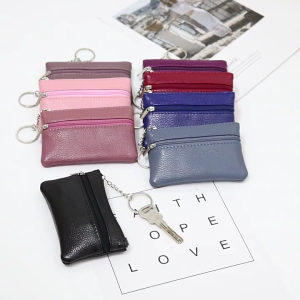 Coin Purse For Women Korean New Style Leather Small Mini Coin Card Money pouch Wallet With Zipper Keychain#1030