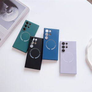 Simple Style Liquid Silicone Phone Case For Samsung Galaxy S24Ultra S23Ultra S23FE A55 Support MagSafe Wireless Charging S24/S23/S22/S22Ultra/S21FE/A35