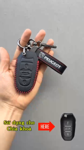 Ốp Chìa Khóa Xe Peugeot 3008 5008 2008 408 Traveller Da Màu Nâu Và Đen Có Dây Móc Khóa Đi Kèm