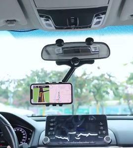 BEESTYLE ที่วางโทรศัพท์กระจกมองหลังสำหรับที่จับโทรศัพท์ยึดกับรถยนต์และ GPS ที่วางโทรศัพท์ที่วางโทรศัพท์ในรถยืดหดได้อเนกประสงค์ NO.3409