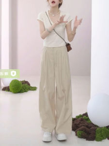 High Waist Draped Thin Commute Suit Pants Women Summer New Loose Hiding Hip Meat Wide Leg Long Pants Light Color Versatile