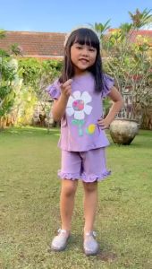 Setelan Anak Cewek Amena Lucuna Warna Ungu Size 1-5 Tahun