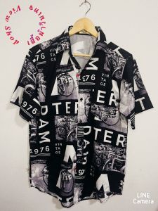 View Vi Shop จักรยานคลาสสิกดำ เสื้อเชิ้ตวินเทจ เสื้อเชิ้ตฮาวาย เสื้อวินเทจ เสื้อ้ชิ้ตแขนสั้น ผ้าไหมอิตาลีนิ่มใส่สบาย