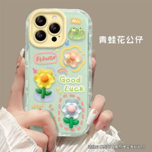 Fashionable Cartoon Frog Flower Doll Phone Case Silicone Protective Cover for Apple iPhone 15 pro Max 14 plus 13 Mini 12 XR XS Max