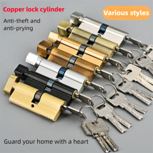 Door Cylinder Lock Biased 70mm 3 Keys Anti-Theft Entrance AB Door Lock Home Security Interior Bedroom Lock Cylinder