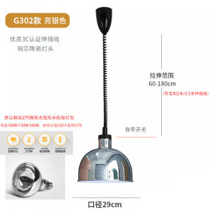 Insulated Lamp Single Head Retractable Hanging Style Food Heating Lamp Buffet Roast Meat Lamp Hotel Dining Utensils Stainless Steel