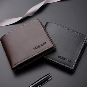 Casual Short Leather  Wallet Thin Style  Young Men Credit Card Holder Folding Fashion Simplicity