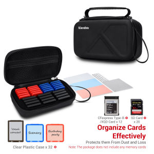Kiorafoto Memory Card Case Organize Box For Storage 12 CFexpress Type-B/XQD Cards and 20 SD CardsInclude 32 Independent Transparent Small Card BoxesWaterproof & Impact Resistant