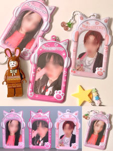 Duck World Ducky World Cute Cat Rabbit Ear 3 Inch Photo Decor Small Card Holder Fan Mail Storage Pendant PVC Material