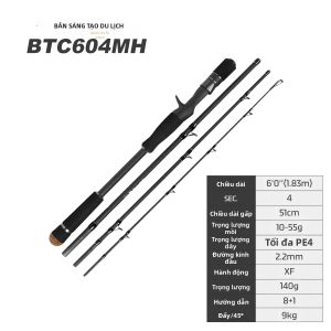 Noeby | Cần Câu Cá Noeby Beast Travel Edition 1.83m/2.13m 5 Khúc Lực Kéo 9kg Chất Liệu Carbon Câu Nước Mặn Nước Ngọt Câu Cá Bass Cá Rô Phi