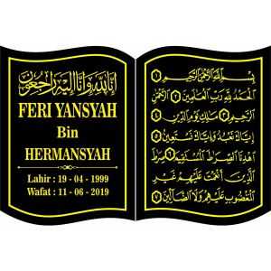 LEMPENGAN BATU NISAN MAKAM GRANIT BENTUK BUKU UKURAN 30X20 CM