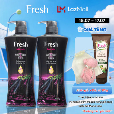 Combo 2 Dầu Gội Fresh Thiên Nhiên Suôn Mượt Óng Ả Chiết Xuất Bồ Kết 650g Chính Hãng