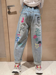 Quần Jeans Denim Co Giãn Phong Cách Cổ Điển Cho Gái Thơ Mùa Xuân Thu Quần Dài Thường Ngày Cho Trẻ Em Cao Cấp