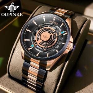 OUPINKE New Mechanical Watch For Men 2023 Water Proof Winder Automatic Original Guarantee Stainless Steel Strap Skeleton Dial