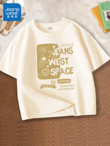 เสื้อยืดแขนสั้นผ้าฝ้ายแท้สำหรับเด็กชาย เสื้อยืดคอกลมแขนสั้นผ้าฝ้ายบางสำหรับฤดูร้อน เสื้อผ้าเด็กชาย เสื้อผ้าเด็กชาย ฤดูร้อน 2025 ใหม่