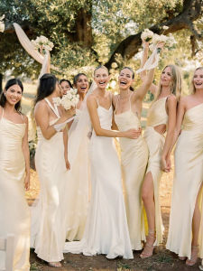 Maidsmaid Gown 2025 Elegant Satin Long Dress Simple Slimming Forest System Fairy Atmosphere Bridal Party Wear High Waist Floor Length