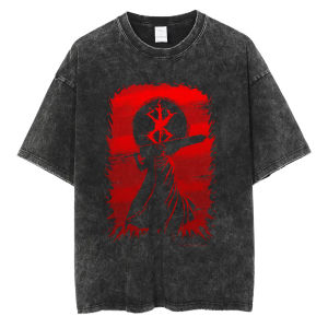 Bandai | Men T-Shirts Washed Vintage Harajuku T-shirt Anime Graphic Print T Shirt Streetwear Cotton Loose Short Sleeve Tshirt