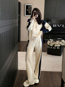 Ferdie Fashion Sports Set Womens Spring Autumn New Hoodie Straight Leg Pants Anti-Aging Casual Running Two-Piece Set