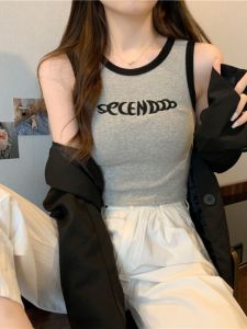 Áo Ba Lỗ Không Tay Phong Cách Ngọt Ngào Dành Cho Nữ Mùa Hè 2024 Áo Ba Lỗ Jazz Không Tay Áo Ba Lỗ Thắt Lưng Áo Ba Lỗ Thắt Lưng