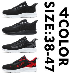 รองเท้ากีฬาสำหรับผู้ชายรองเท้าผ้าใบ 38-47 ลูกไม้ สีดำแฟชั่นยิม แสงสบายๆ เดินรองเท้าวิ่ง ชีวิตประจำวัน