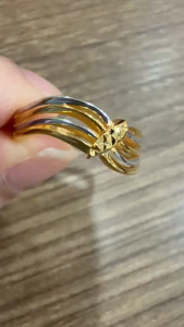 Poh Heng Jewellery 22K Wave Ring in Yellow White Gold[Price By Weight]