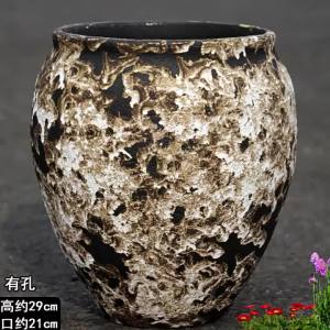 Large Diameter Porous Earthenware Pot for Succulent Plants Decorative Flower Vase Retro Style Balcony Living Room Outdoor