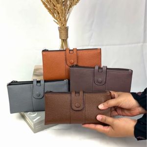 Dompet Kulit Wanita Panjang Masuk dua HP Simpel Mewah Terbaru 2024 Resleting Banyak Slot Kartu