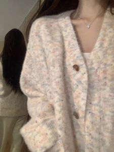 Loose Womens Knitted Sweater Coat Cardigan V-Neck Long Sleeve Lazy Style Japanese Retro Spring Autumn New Arrival