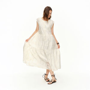 DUSHU | Bohemian Style Sleeveless White A-Line Vest Dress