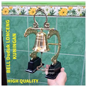 CALL BELL Lonceng Duduk Lonceng Kuningan D10cm antik / Bel Meja Lonceng Panggil Bel Hotel Dekorasi Bel meja Souvenir BRASS BELL gawang naga ukir