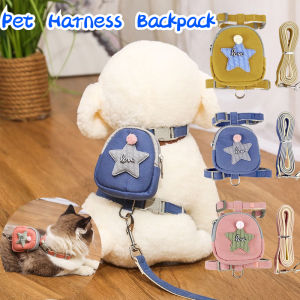 Pet Backpack Harness Bag Adjustable Portable Dog Accessories Poodle Chest Strap Dog Traction Rope Pet Knapsack
