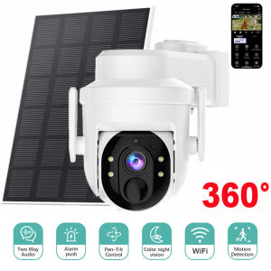 4MP WiFi Solar Camera Outdoor 2K Built-in Battery Solar Power Dome Security Camera PIR Motion Alarm Cloud Storage Two Way Audio